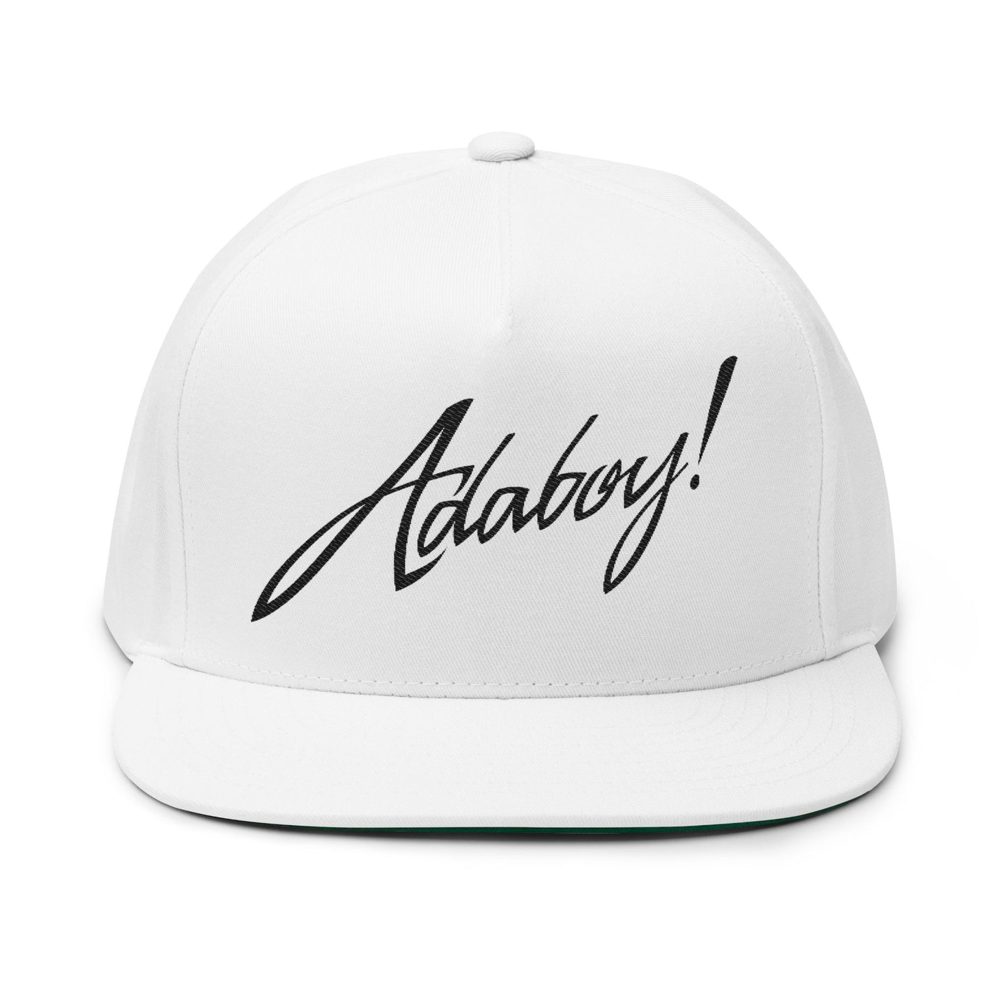 Flat Bill Cap — Embroidered "Adaboy!" Script Snapback